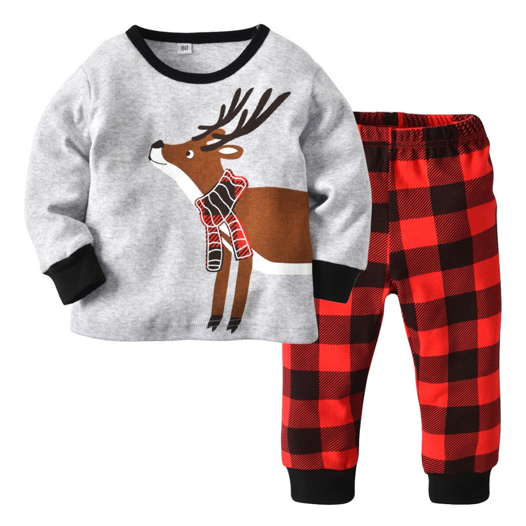 Pijama de renos navideños de dos piezas
