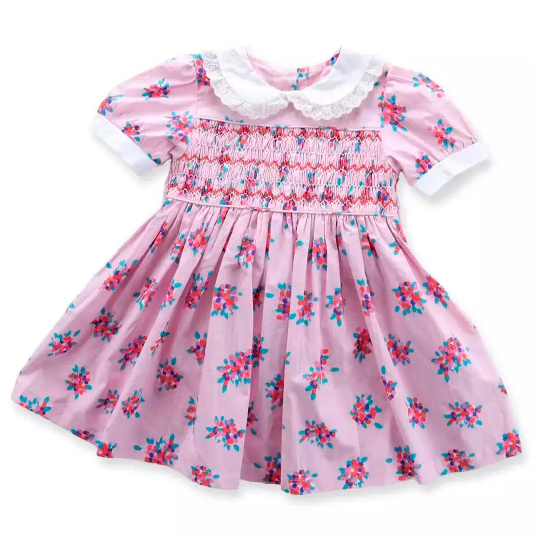 Vestido fruncido floral para niñas