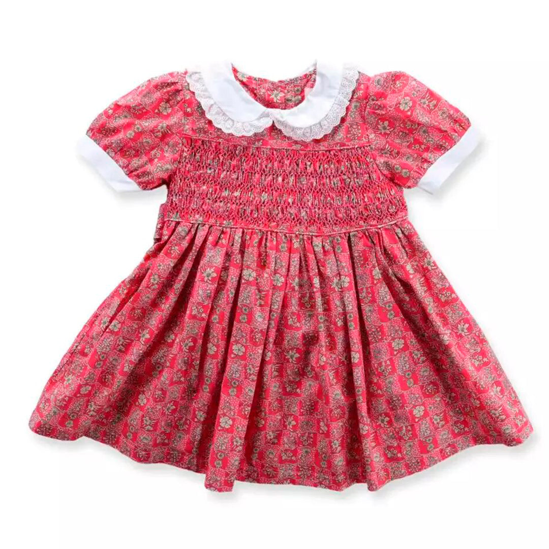 Vestido fruncido floral para niñas