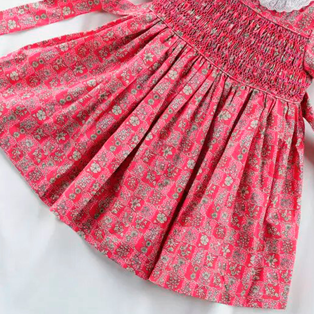 Vestido fruncido floral para niñas